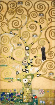 ギュスターヴ・クリムト Painting - 生命の木 ストックレット フリーズ センター グスタフ クリムト ゴールド